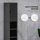 kleankin Slim Bathroom Cabinet, Toilet Roll Storage w/ Open Shelves, Black