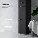 kleankin Slim Bathroom Cabinet, Toilet Roll Storage w/ Open Shelves, Black