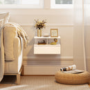 HOMCOM Modern Nightstand Set of 2, Wall Mounted Bedside Cabinet, White