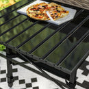 Outsunny Folding Camping Table w/ Adjustable Height, Storage Basket, Black