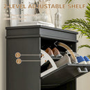 HOMCOM Slim Shoe Storage Cabinet with 2 Flip Drawers for Entryway, Black