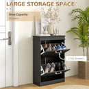 HOMCOM Slim Shoe Storage Cabinet with 2 Flip Drawers for Entryway, Black