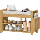 HOMCOM Shoe Bench Cushioned Seat 100 cm Natural Cream