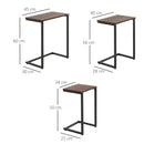 HOMCOM C-Shaped Nesting Tables Set Of 3 With Steel Frame, Rustic Brown