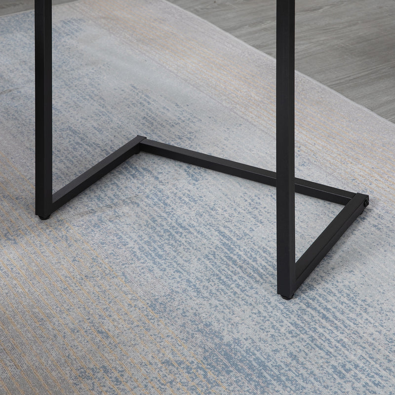 HOMCOM C-Shaped Nesting Tables Set Of 3 With Steel Frame, Rustic Brown