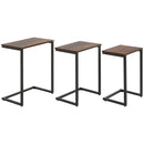 HOMCOM C-Shaped Nesting Tables Set Of 3 With Steel Frame, Rustic Brown