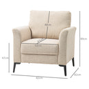 HOMCOM Linen Fabric Modern Accent Chair with Metal Legs, Wood Frame, Beige