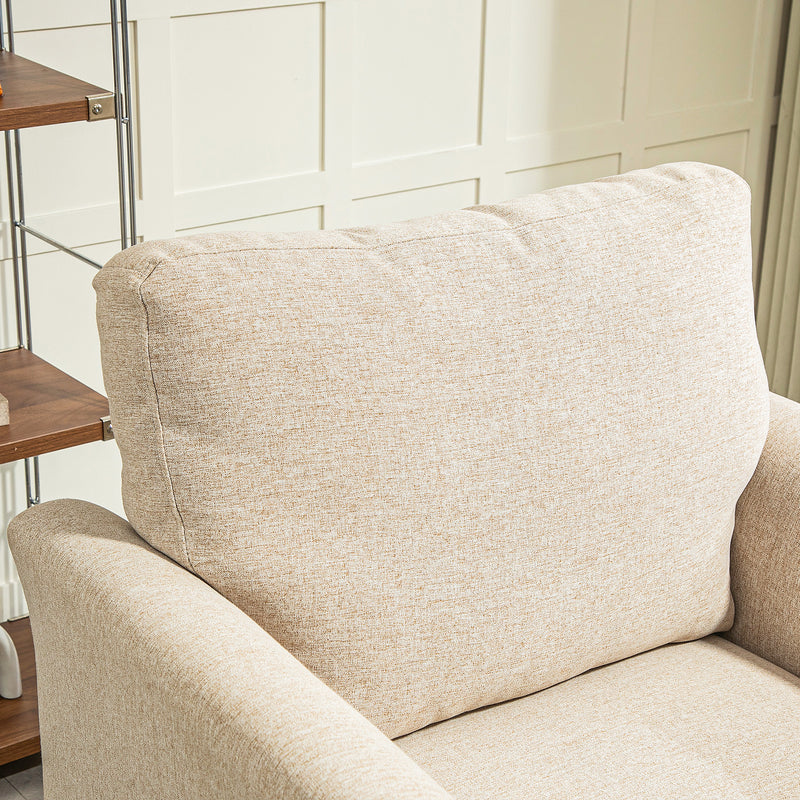 HOMCOM Linen Fabric Modern Accent Chair with Metal Legs, Wood Frame, Beige