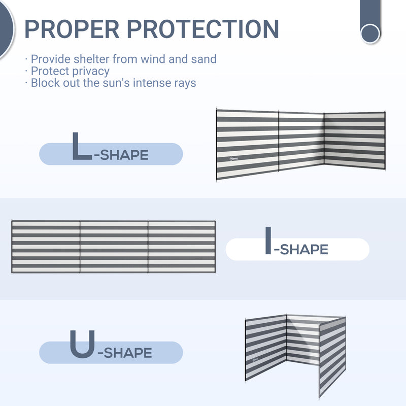Outsunny Camping Windbreak Portable Wind Blocker Privacy Wall, 540cm x 150cm