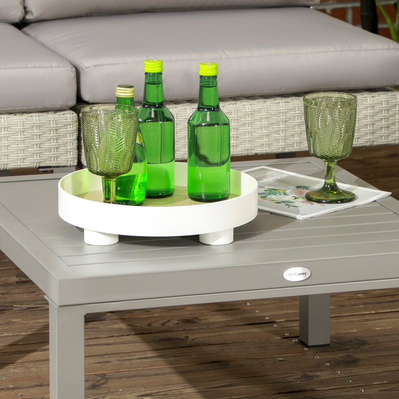 Outsunny 6 PCs Rattan Garden Furniture Set with Table, Cushion, Light Grey