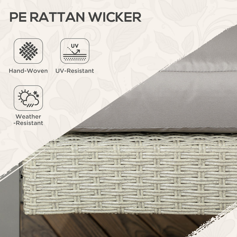Outsunny 6 PCs Rattan Garden Furniture Set with Table, Cushion, Light Grey