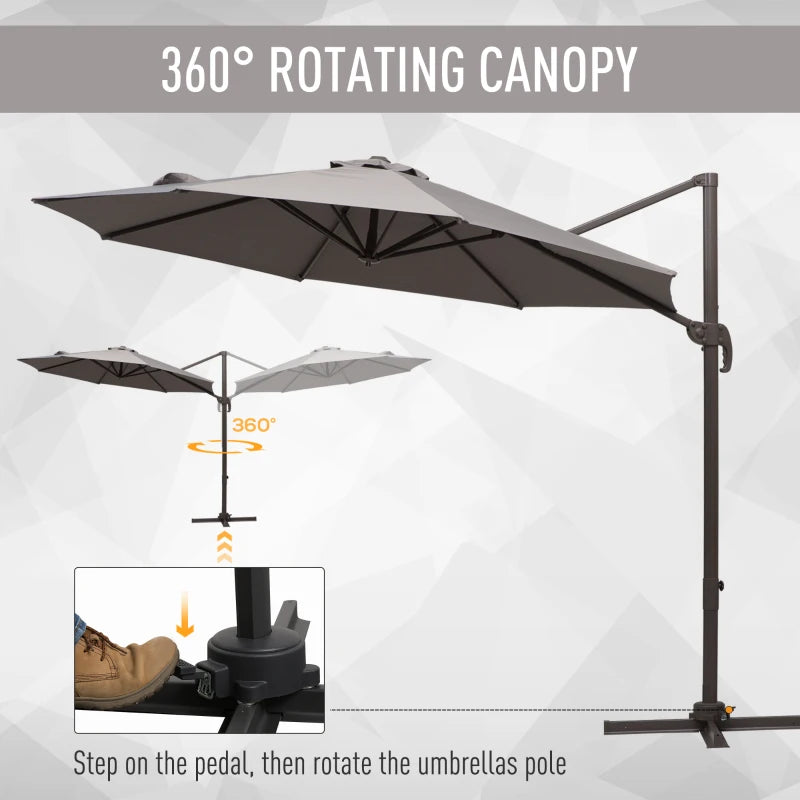 Outsunny Cantilever Banana Parasol 4m - Grey