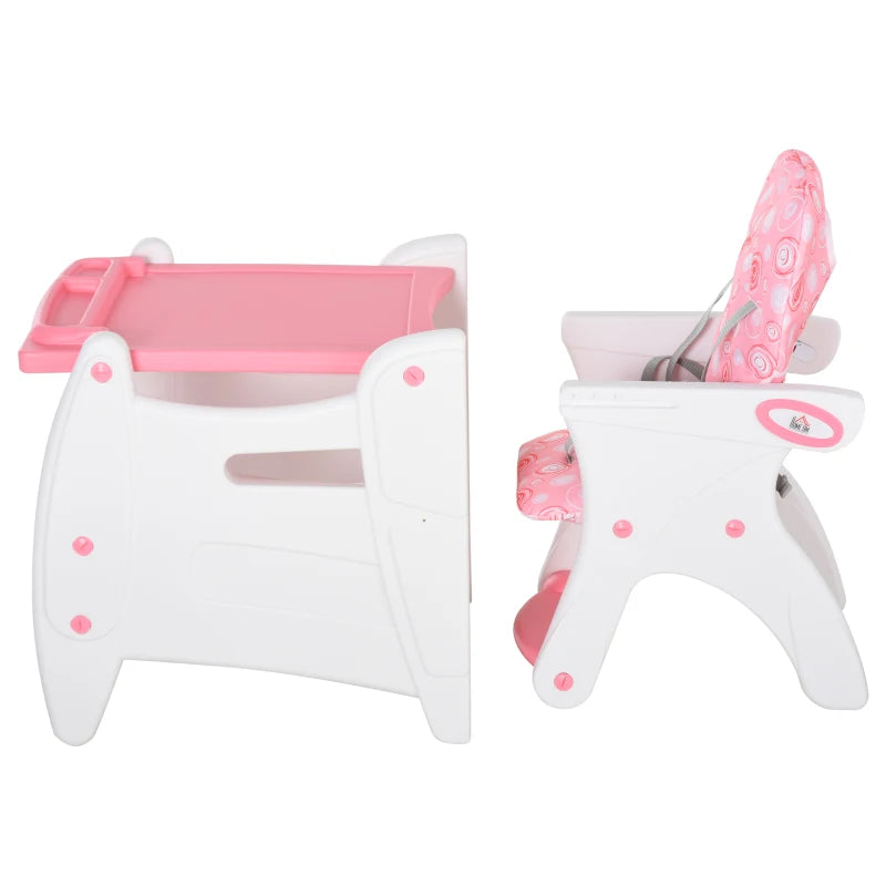 HOMCOM HDPE 3-in-1 Baby Booster High Chair Pink