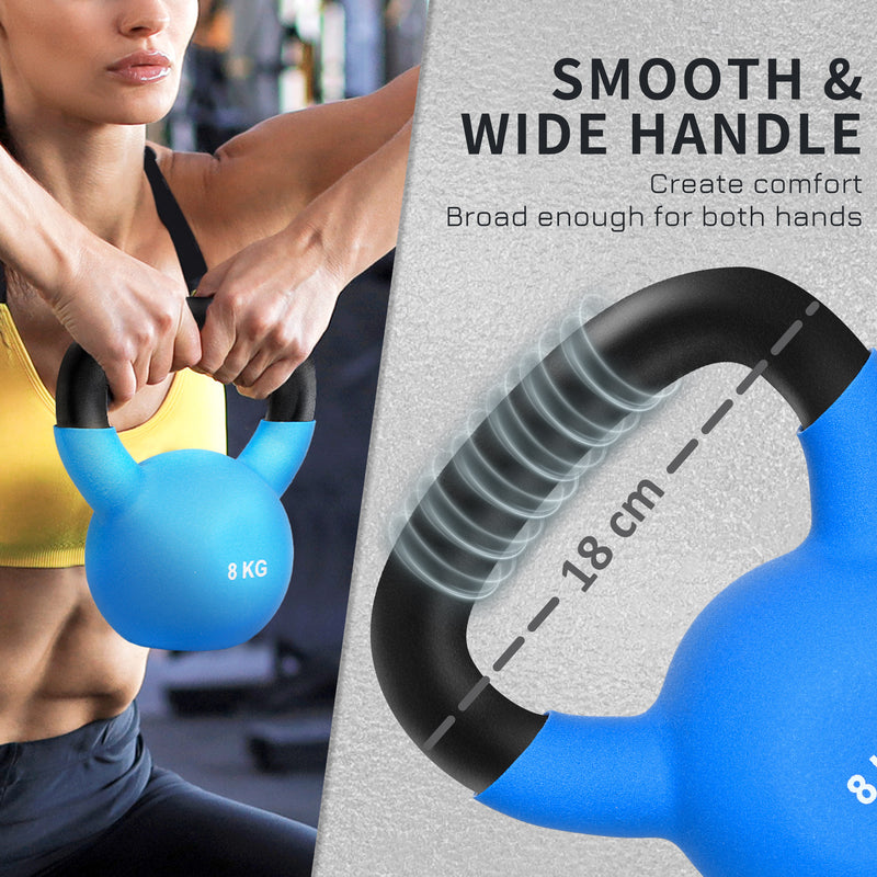 HOMCOM 8KG Kettlebell with Soft Body and Non-Slip Handle, Blue