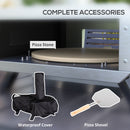 Outsunny Wood Fired Pizza Oven With Rotating Pizza Stone And Cover, Black