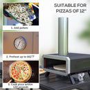 Outsunny Wood Fired Pizza Oven With Rotating Pizza Stone And Cover, Black
