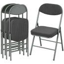 HOMCOM Folding Chairs Set of 4 with Cushioned Seat, Steel Frame, Dark Grey
