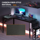HOMCOM L-Shaped Corner Desk Computer with Fabric Bag and Hooks, Black