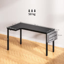 HOMCOM L-Shaped Corner Desk Computer with Fabric Bag and Hooks, Black