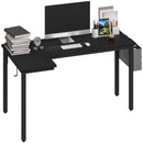 HOMCOM L-Shaped Corner Desk Computer with Fabric Bag and Hooks, Black