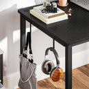 HOMCOM L-Shaped Corner Desk Computer with Fabric Bag and Hooks, Black