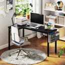 HOMCOM L-Shaped Corner Desk Computer with Fabric Bag and Hooks, Black