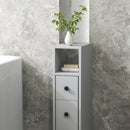 kleankin Slim Bathroom Storage with 2 Drawers, 2 Open and Wheels, Grey