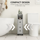 kleankin Slim Bathroom Storage with 2 Drawers, 2 Open and Wheels, Grey