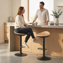 HOMCOM Set of 2 Breakfast Barstools, PU Leather Swivel Bar Stools, Oak