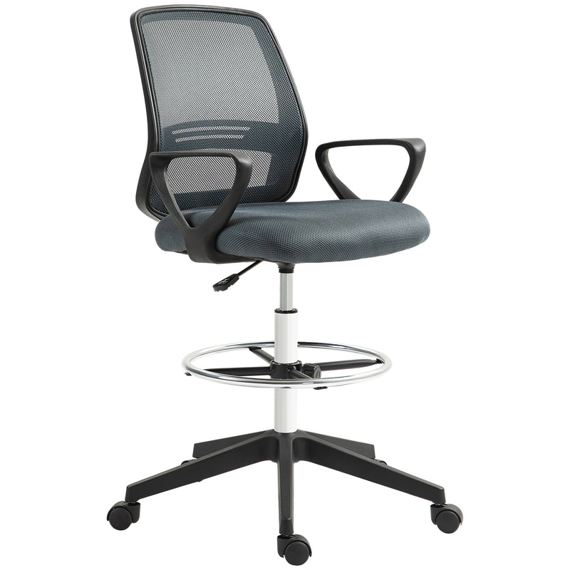 Vinsetto Draughtsman Chair Tall Office Chair with Adjustable Height Grey