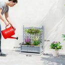 Outsunny Raised Garden Bed with Trellis Garden Planters Indoor Grey
