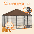 PawHut Outdoor Dog House Kennel with Canopy Top & Lock Rotating Bowl Holder