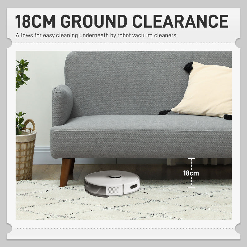 HOMCOM 2 Seater Sofa With 21cm Thick Padding And Wood Legs - Cream/Grey/Yellow