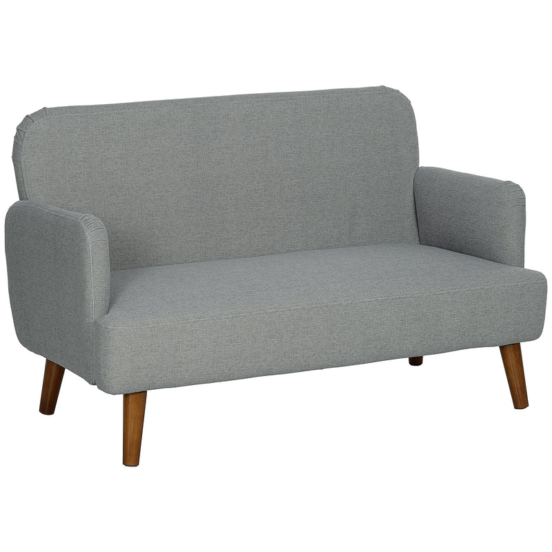 HOMCOM 2 Seater Sofa With 21cm Thick Padding And Wood Legs - Cream/Grey/Yellow