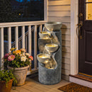 Outsunny 5 Tier Garden Water Feature, Outdoor Water Fountain With LED Lights