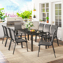 Outsunny 9 Pieces Patio Dining Set With Stackable Chairs, Dark Grey