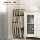 HOMCOM 4 Pack Linen-Look Padded Folding Chairs with Cushioned Seat Beige