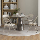HOMCOM 4 Pack Linen-Look Padded Folding Chairs with Cushioned Seat Beige