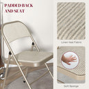HOMCOM 4 Pack Linen-Look Padded Folding Chairs with Cushioned Seat Beige