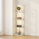 HOMCOM LED Floor Lamp with Glass Shelves, Dimmable Room Lamp