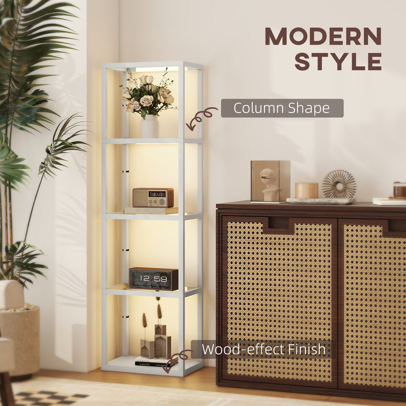 HOMCOM LED Floor Lamp with Glass Shelves, Dimmable Room Lamp