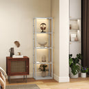 HOMCOM LED Floor Lamp with Glass Shelves, Dimmable Room Lamp