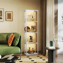 HOMCOM LED Floor Lamp with Glass Shelves, Dimmable Room Lamp