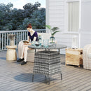 Outsunny Patio Furniture Rattan Garden Table with Umbrella Hole