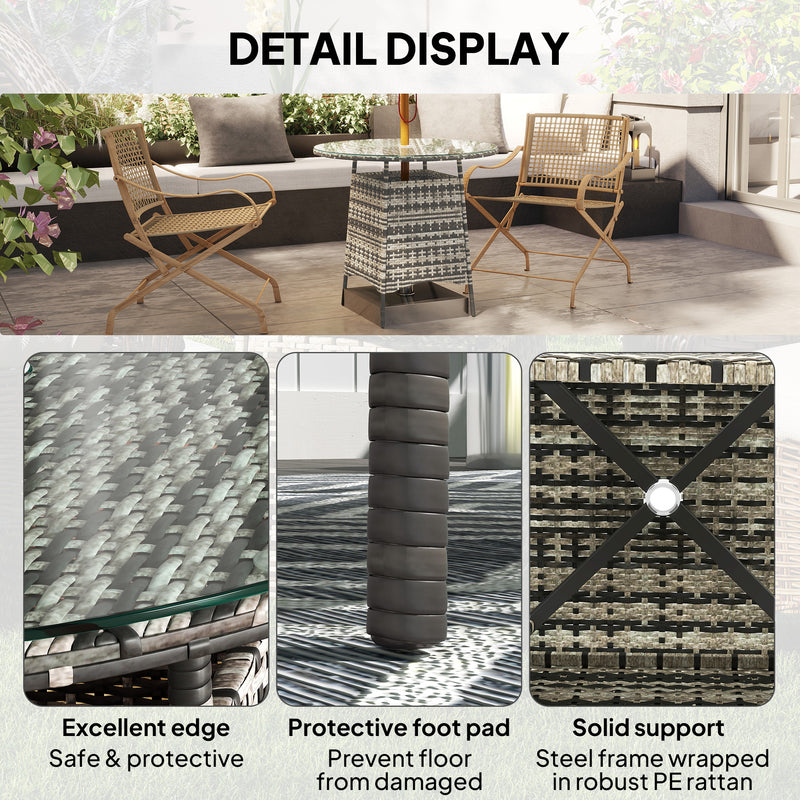 Outsunny Patio Furniture Rattan Garden Table with Umbrella Hole