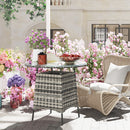 Outsunny Patio Furniture Rattan Garden Table with Umbrella Hole
