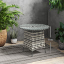 Outsunny Patio Furniture Rattan Garden Table with Umbrella Hole