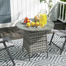 Outsunny Patio Furniture Rattan Garden Table with Umbrella Hole