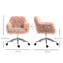 Vinsetto Faux Fur Home Office Chair, Vanity Chair W/ Adjustable Height, Pink
