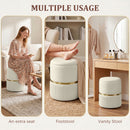 HOMCOM Round Pouffe Storage Footstool with Hidden Space, Beige
